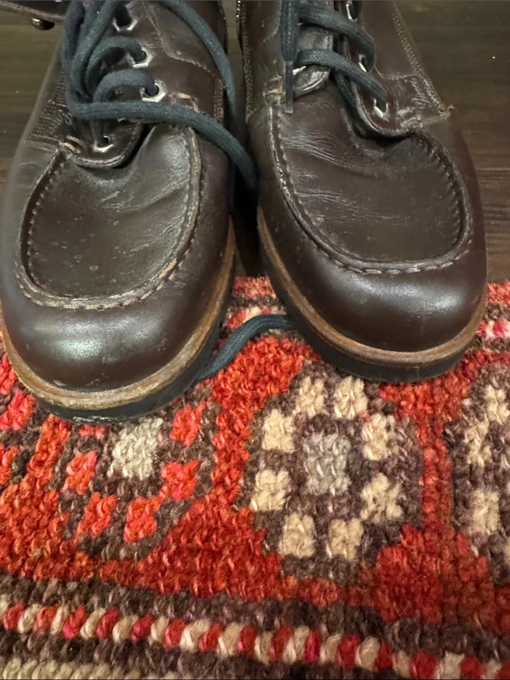 Gucci Dark Brown Leather Lace-Up Men's Boots with Web Heel Loop